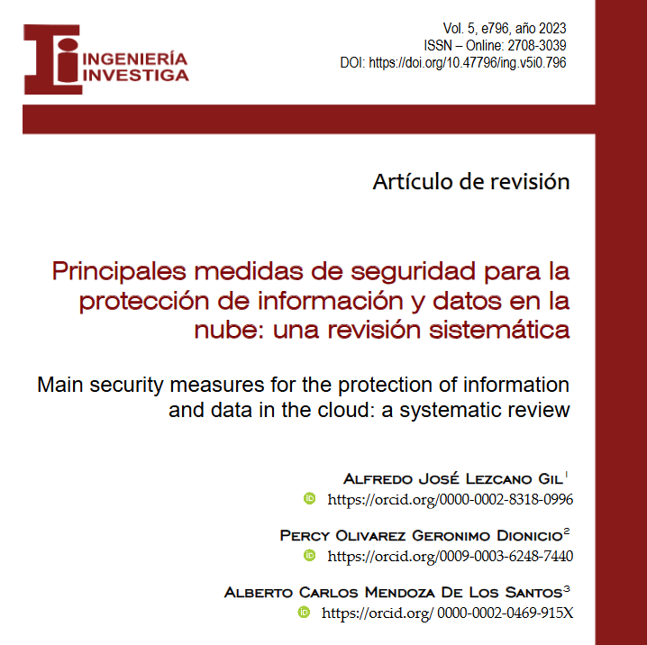 Portada: Principales medidas de seguridad para la protección de información y datos en la nube: una revisión sistemática