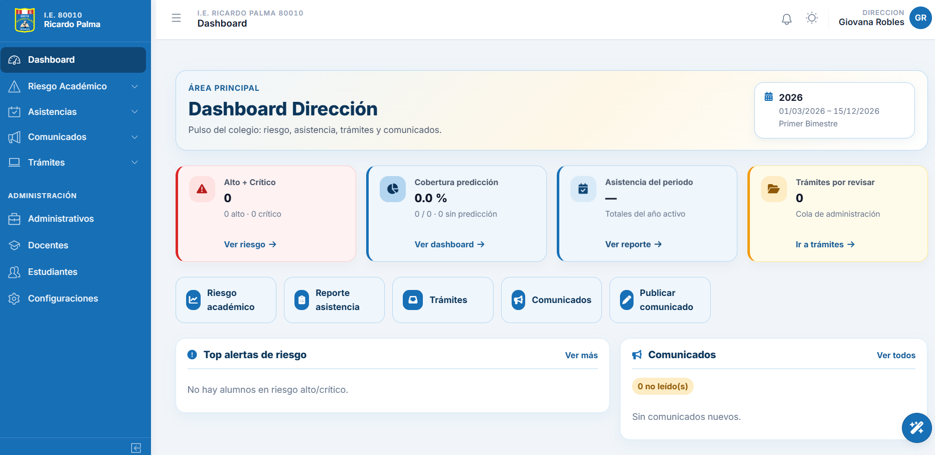 Captura de Sistema de gestión académica con IA
